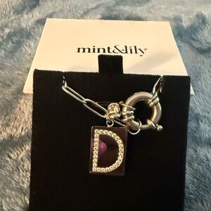 Mint & Lily Silver Pave Initial pendant necklace with paperclip chain 24 inches!